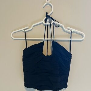 Zara Cropped Black Halter Top